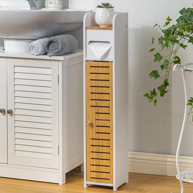 AOJEZOR Small Bathroom Storage Cabinet: Bathroom Storage Cabinet for Small Space-Toilet Paper Cabinet Fit for Small Roll