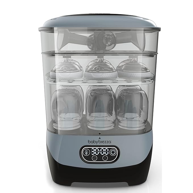 Baby Brezza Baby Bottle Sterilizer and Dryer Advanced – Electric Steam Sterilization Machine – Universal Sterilizing for All Bottles: Plastic, Glass, Pacifiers + Breast Pump Parts- HEPA Filter, Slate