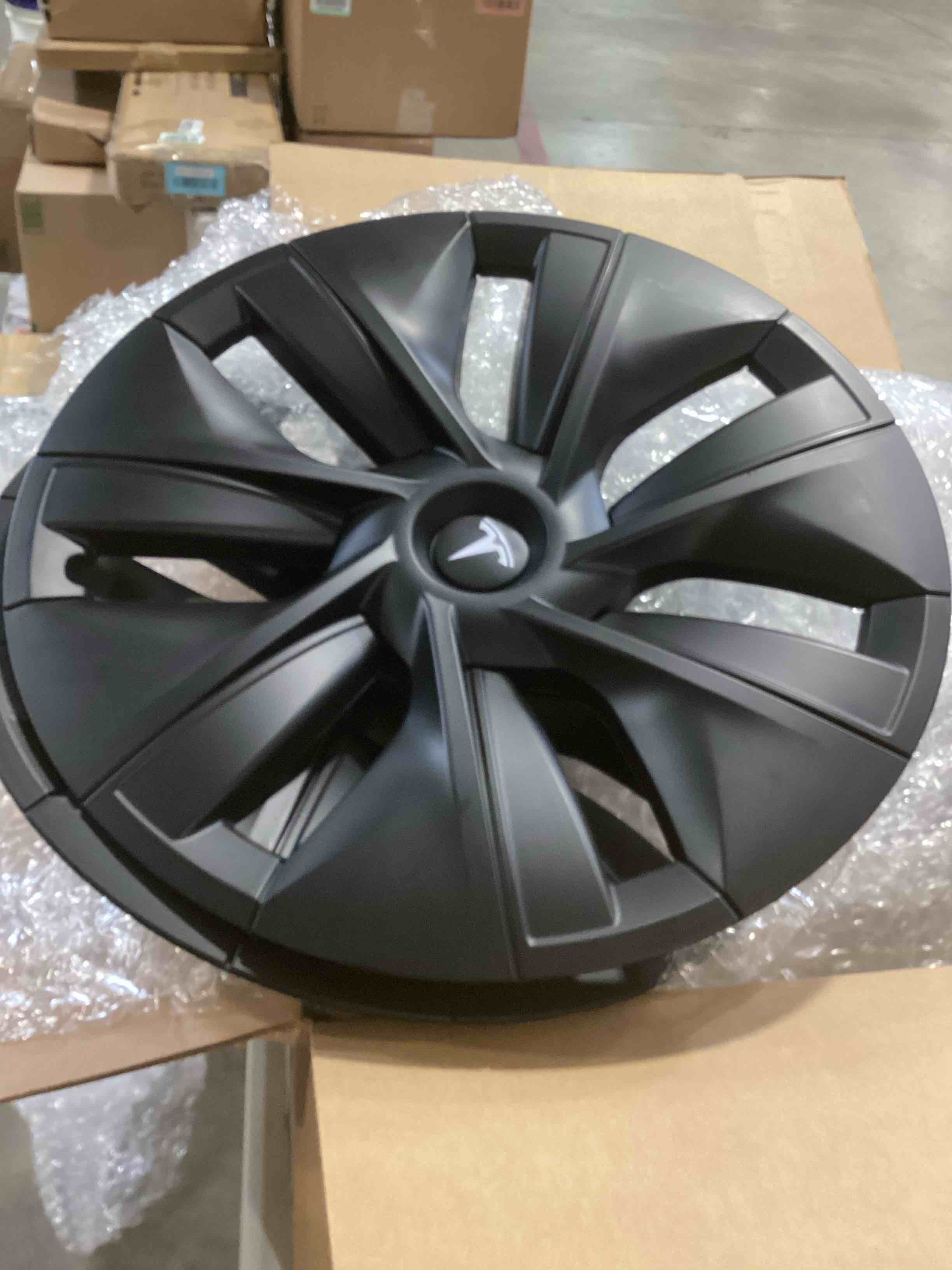 Model Y Wheel Cover Hubcap, 19 Inch Model Y Rims Hub Cap Matte Black Replacement Wheel Cap Protector Cover Model Y Wheel Cover Kit Exterior Accessories 4PCS