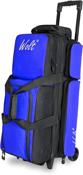 WOLT |3 Ball Bowling Bags with Wheels,3 Ball Bowling Bag with Separate Shoe Compartment,Ultra-large Capacity Bowling Ball Bag with Accessory Pocket, Retractable Handle extends to 38’’ Black not Blue
