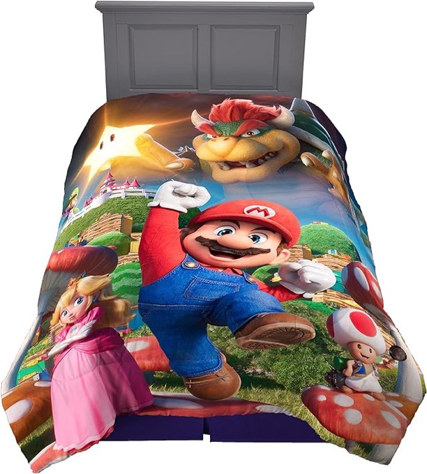 Franco The Super Mario Bros. Movie Kids Bedding Super Soft Microfiber Reversible Comforter, Twin/Full Size 72" x 86", (100% Official Licensed Product)