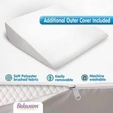 Bed Wedge Pillow | Unique Curved Design for Multi Position Use | Memory Foam Wedge Pillow for Sleeping | Works for Back Support, Leg, Knee | Includes Bamboo Cover Plus Extra Sheet (Small - 7.5 Inch)