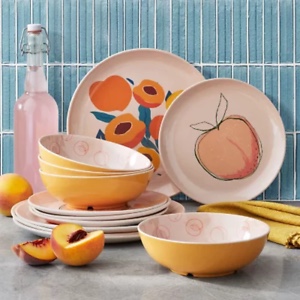 Member's Mark Bamboo Melamine 12-Piece Dinnerware Set (Pink Peach)