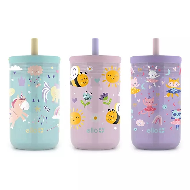 Ello Kids Bop 12 oz Tritan Tumbler, 3 Pack (Rainbow, Bee, Ballerina)