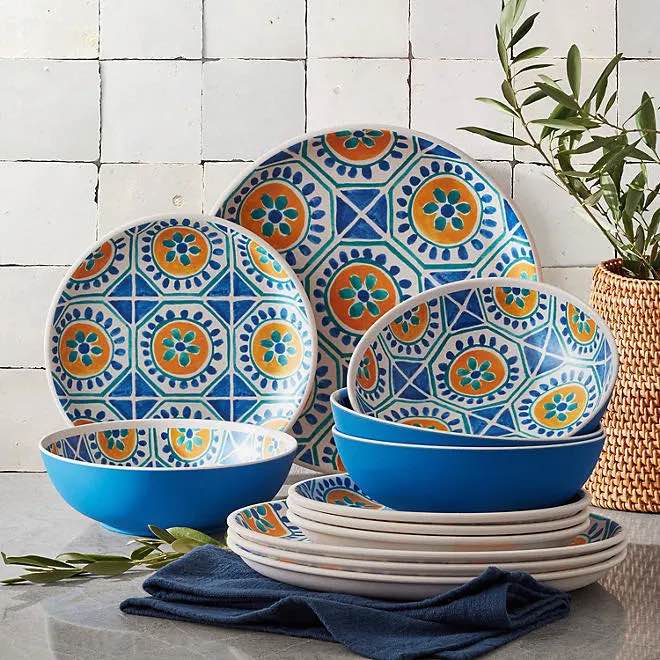 Member's Mark Bamboo Melamine 12-Piece Dinnerware Set (Tile)