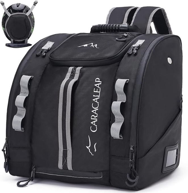 Ski Boots Bag 54L, Fully Padded Ski Boot Backpack Snowboard Gear Travel Bag Water-Resistant Skiing Snowboard Travel Luggage with PVC Bottom Pockets for Ski Helmet, Snow Boots for Travel