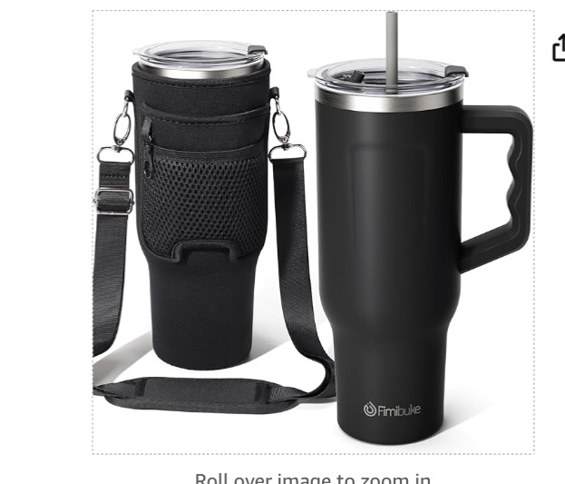 Fimibuke 40 oz Tumbler with Handle & Carrier Bag, Stainless Steel Vacuum Insulated Cup with Leakproof Lid & 2 Silicone Straw, Reusable Water Bottle Cupholder Friendly Women Men Travel Mug with Sleeve