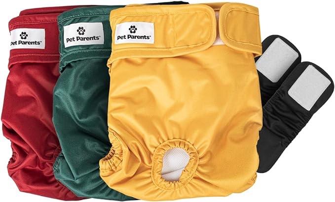 Pet Parents Premium Washable Dog Diapers & Extendrs, (3pack) of Female Dog Diapers, Color: Samba, Size: Large Dog Diapers
