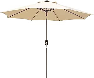 LOVE STORY 7.5 Ft Patio Umbrella Outdoor Garden Table Umbrella with Push Button Tilt and Crank, 6 Ribs-Beige