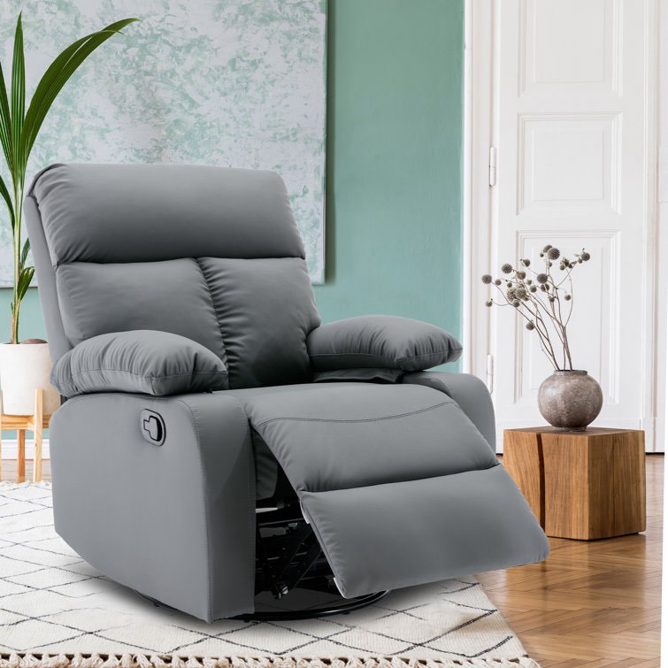 Beibhinn 30.2" Wide Faux Leather Manual Swivel Rocker Standard Recliner ( incomplete box A) 