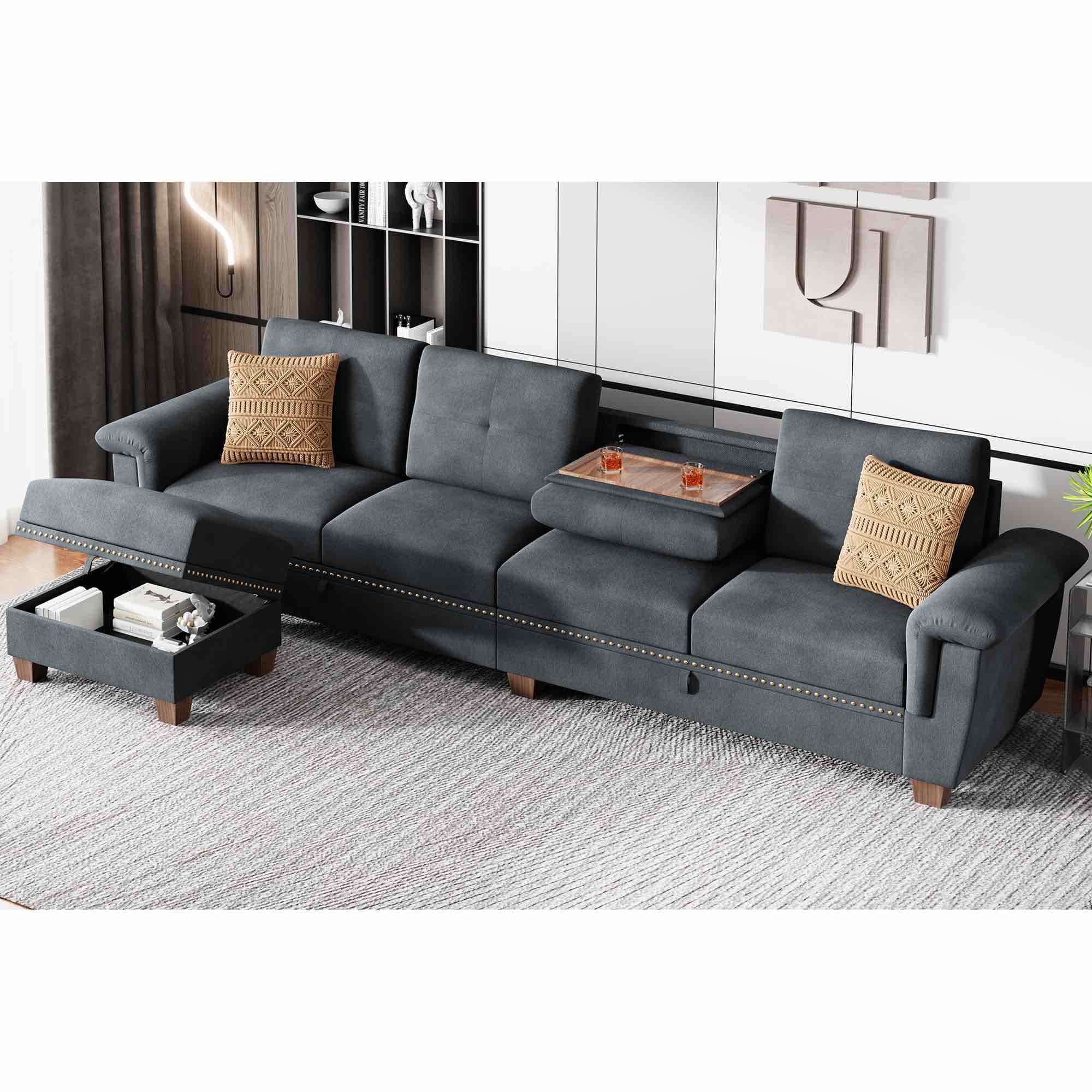 Walsunny Convertible Sectional Sofa L Shaped Couch with Storage Chaise ...