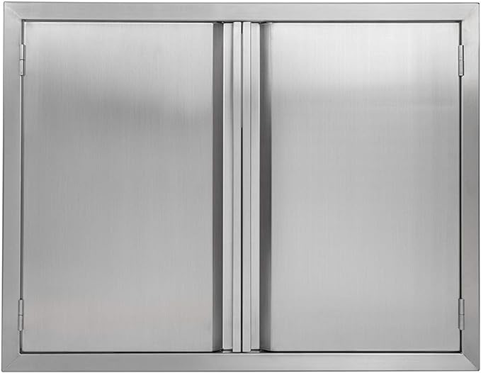 BI-DTOOL Double BBQ Access Door 31" W X 24" H 304 Brushed Stainless Steel BBQ Island Doors for Outdoor Kitchen Outdoor Cabinet Barbeque Grill or BBQ Island