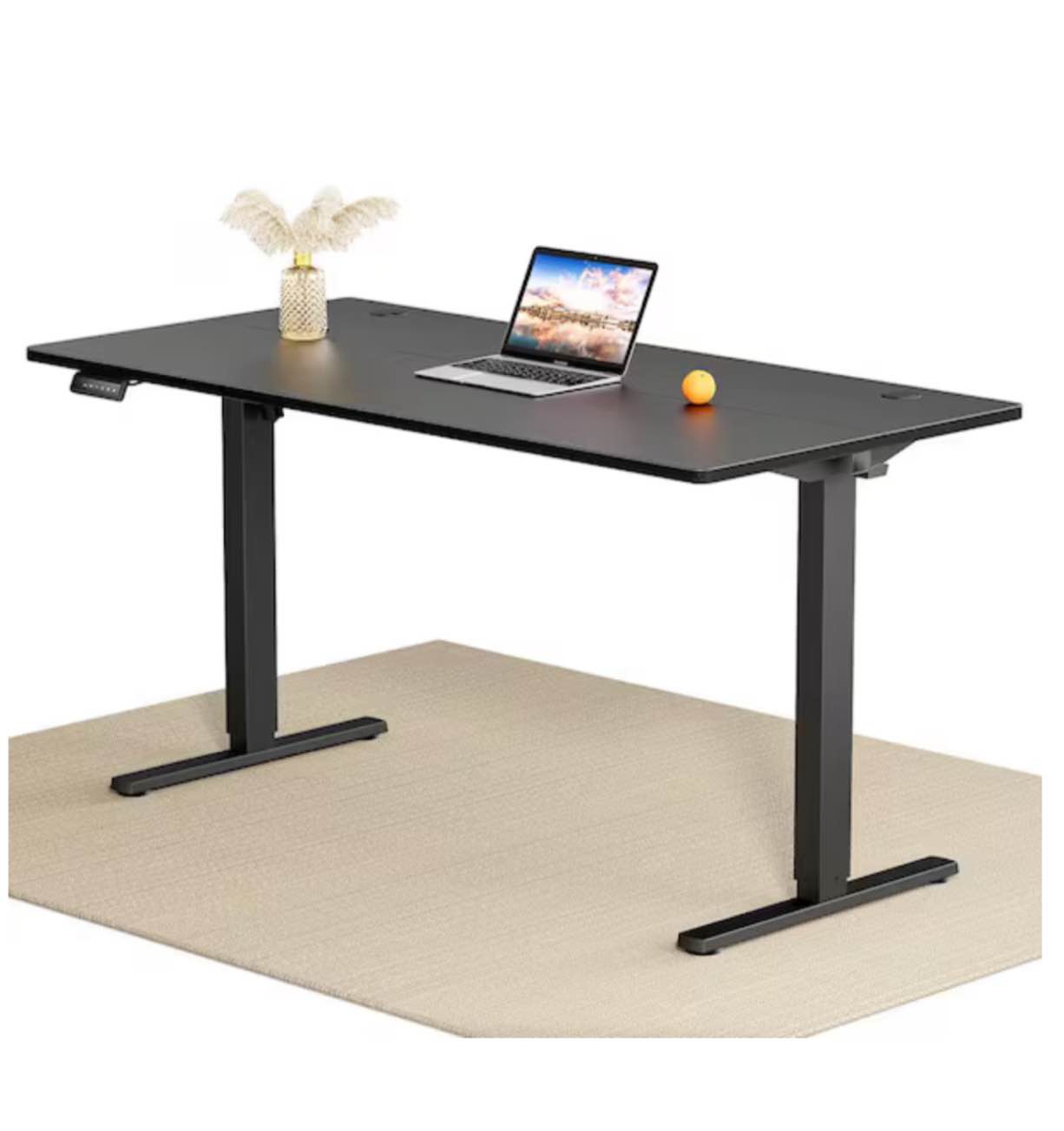 63 in. Rectangular Black Electric Standing Computer Desk Height Adjustable Sit or Stand Up