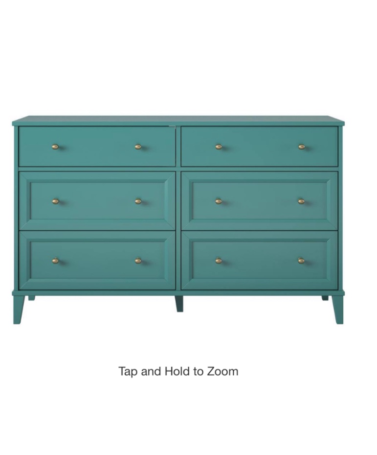 Monticell Wide 6-Drawer Dresser, Emerald Green, ( incomplete, box 2 of 2 only ) 