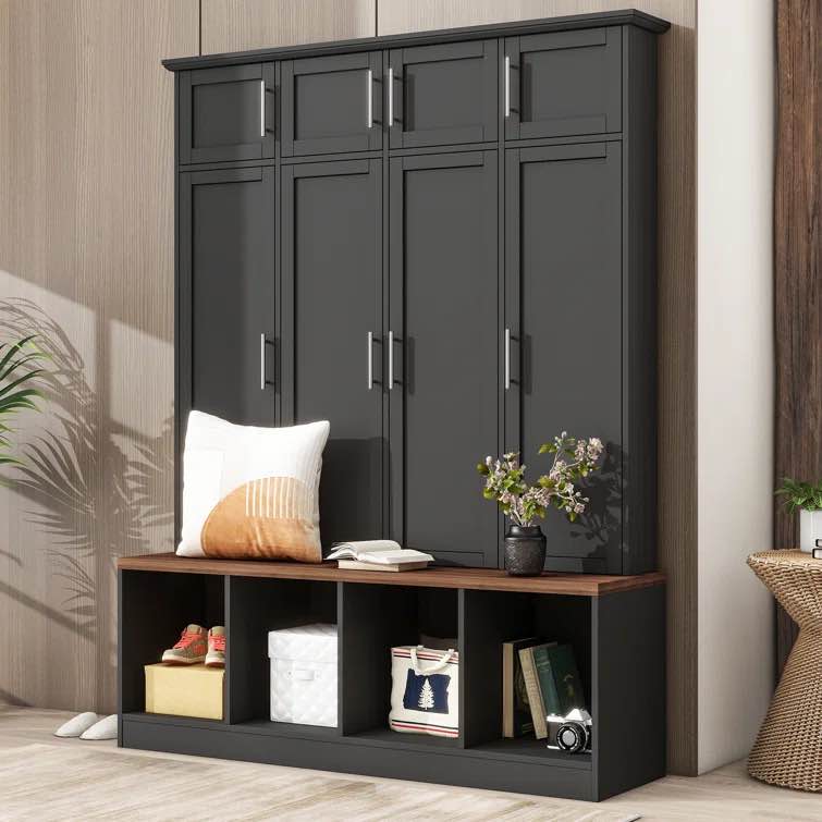 Jesselin Hall Tree 59.08'' Wide with Bench and Shoe Storage