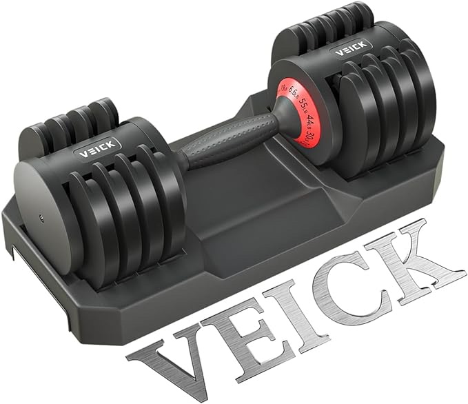 VEICK Adjustable Dumbbell Set, 5 in 1 Free Dumbbell for Men and Women, Black Dumbbell for Home Gym, Full Body Workout Fitness, Fast Adjust by Turning Handle (25/55 LB) Visit the VEICK Store