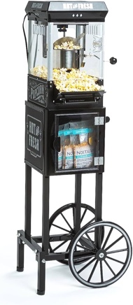 Nostalgia Popcorn Maker Machine - Professional Cart With 2.5 Oz Kettle Makes Up to 10 Cups - Vintage Popcorn Machine Movie Theater Style - Black Visit the Nostalgia Store