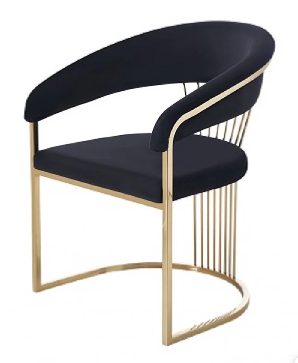 Modrest Linda - Modern Black Velvet And Gold Dining Chair