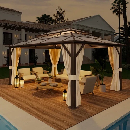 copper finish hard top gazebo. Incomplete box 2 of 2