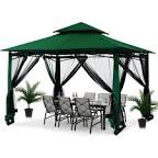 12 Ft. W x 10 Ft. D Steel Patio Gazebo The Soft Roof Gazebos forest green