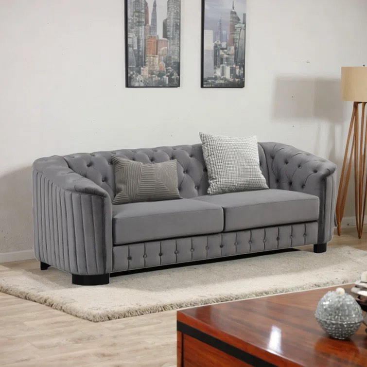 Vici 82" Upholstered 3 Seater Sofa (Incomplete//Only Seat) 