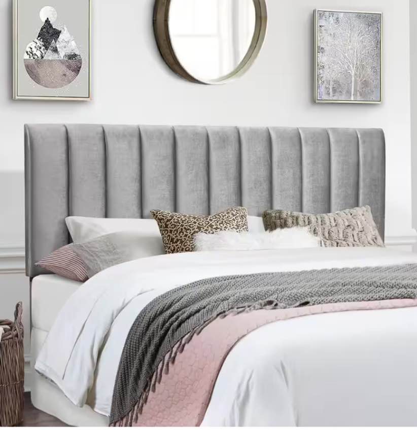 Upholstered King Headboard, Silver/Gray (Similar To Stock Photo) 