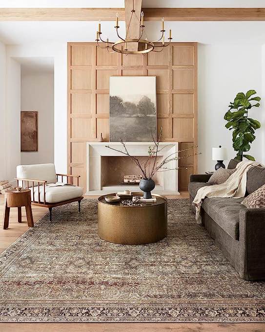 Loloi LAYLA Collection, LAY-03, Olive / Charcoal, 9'-0" x 12'-0", .13" Thick, Area Rug, Soft, Durable, Vintage Inspired, Distressed, Low Pile, Non-Shedding, Easy Clean, Printed, Living Room Rug