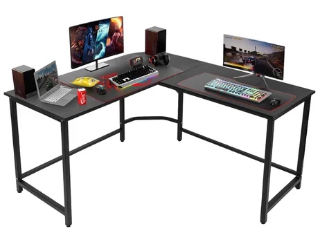 B02013301003-Vintage+Black Leg L Shaped Desk (similar to stock photo)