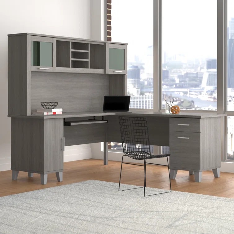 Magomed 72W L Shaped Desk With Storage In Storm Gray Piece 2 (incomplete 1 piece only)