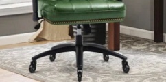 Carraton PU Leather Button Tufted Upholstered Office Chair With Nailhead Trim,Glam Green.    