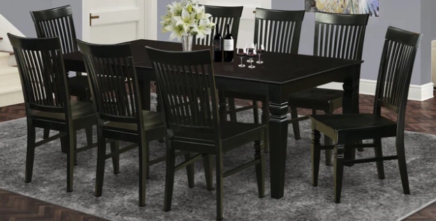 East West Furniture LGWE9-BLK-W 9 Piece Dining Room Furniture Set Includes a Rectangle Kitchen Table with Butterfly Leaf and 8 Dining Chairs, 42x84 Inch, Black.  missing 2 chairs.  incomplete 