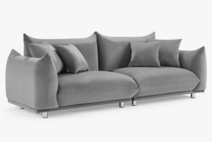 Wrought Studio™ Arnya 88.9" Minimore Modern Style Sofa Velvet in Gray | 27.75 H x 88.9 W x 35.8 D in