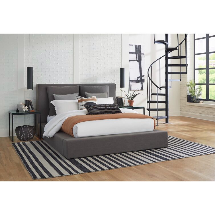 Gray Vinco Upholstered Platform Bed (Incomplete, Box 6/6 only)