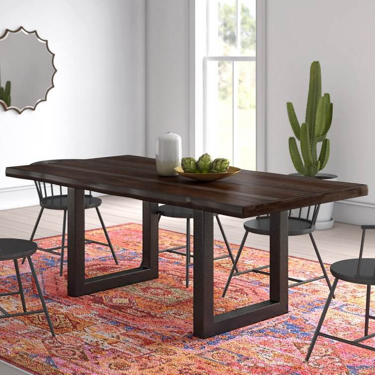 Lonan Solid Wood Top Metal Base Dining Table ( Incomplete, missing pieces)
