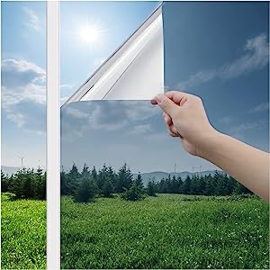 Haton Window Privacy Film Window Clings 35.4”x 78.7” Removable Glue-Free Static 3D Window Sticker Vinyl Covering Heat UV Block Films for Glass Windows, Home Office Decor, Grayish Silver