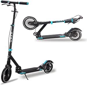 Aero A230 Adult Kick Scooter for Teens 12 or 14 Years and up, Adults Scooters with Disc Brake, Rubber Mat, Double Shock Absorption, ABEC-7 Bearing, Max 250 lbs, Foldable and Height Adjustable