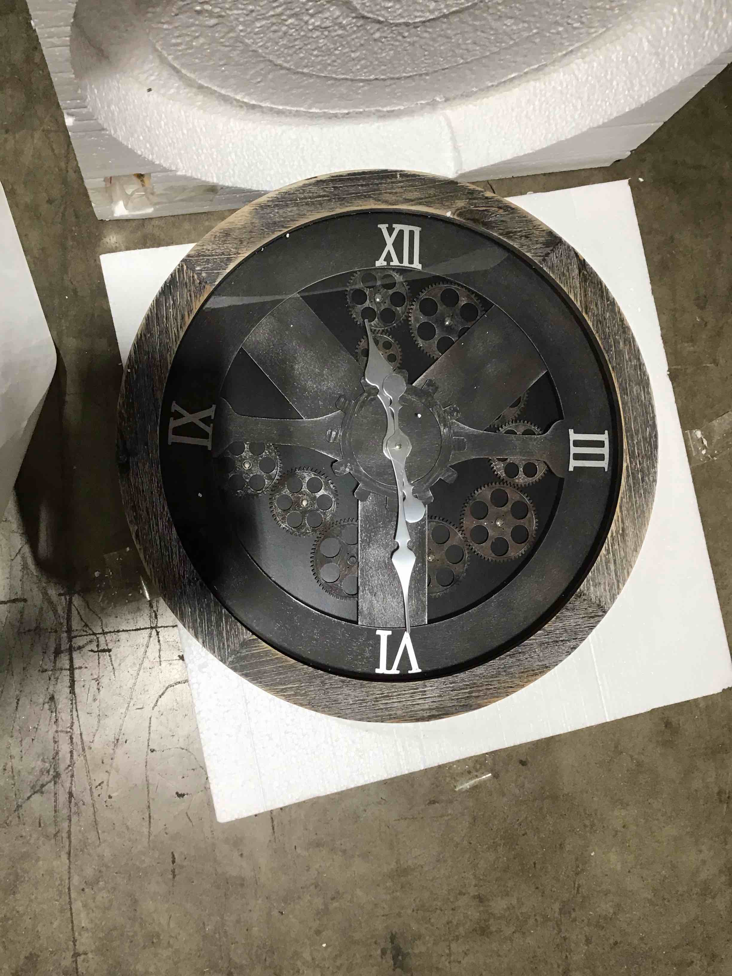 ZBJZJM 16" Large Wall Clocks with Moving Gears for Living Room Decor Decorative Wood Big Oversize Farmhouse Steampunk Silent Vintage Rustic Industrial for Home Office,HD Tempered Glass,Brown