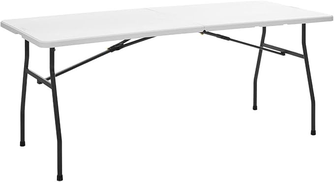6 Foot Fold-in-Half Table with Curve Legs, White