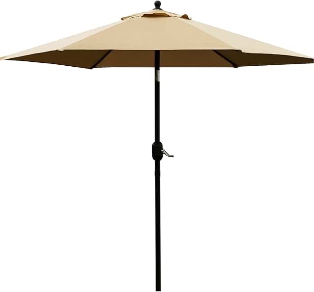 LOVE STORY 7.5 Ft Patio Umbrella Outdoor Garden Table Umbrella with Push Button Tilt and Crank, 6 Ribs-Beige