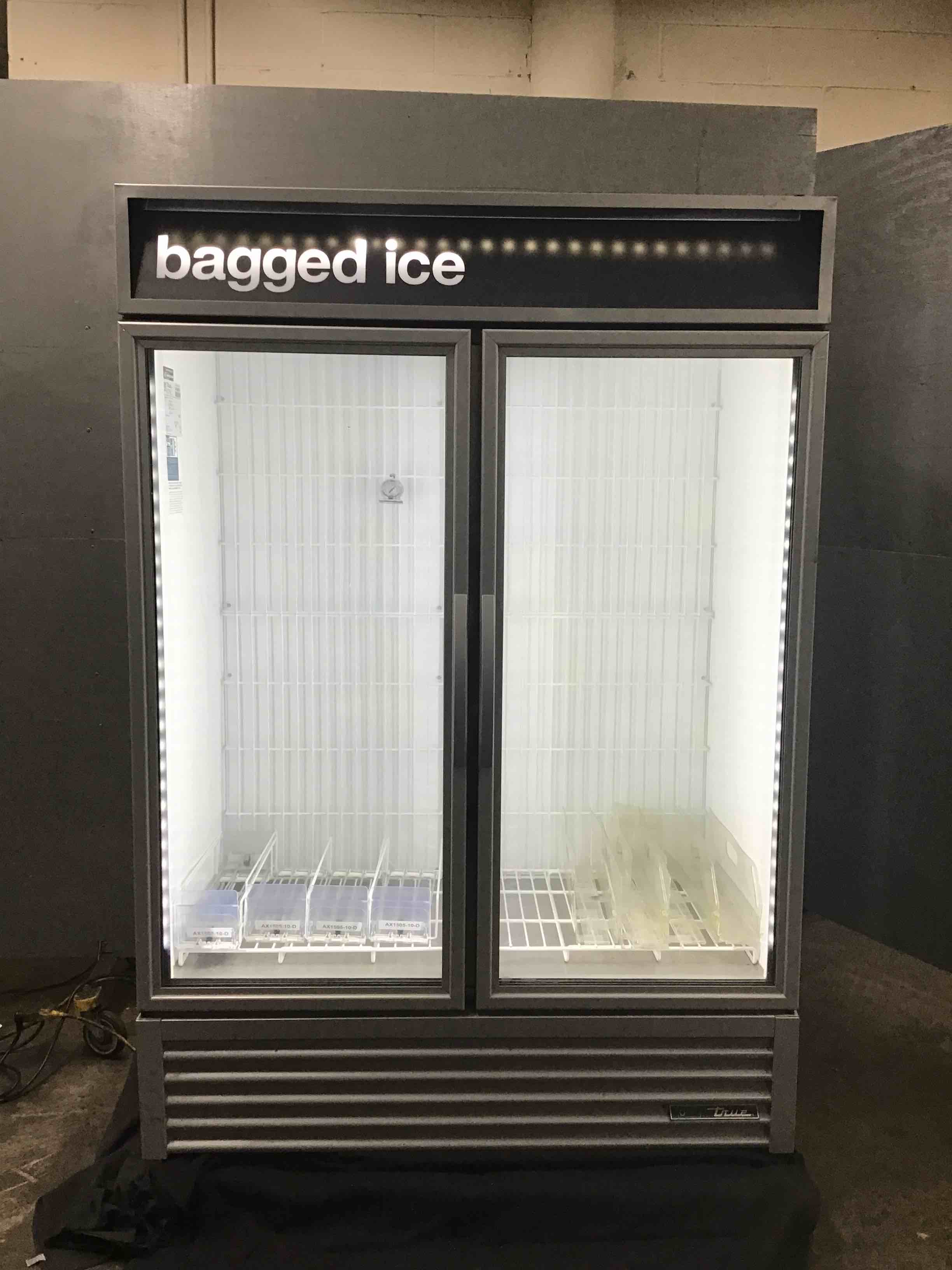 2021 True 54 1/8 Inch 2 Glass Door Ice Merchandiser Freezer With LED Lighting