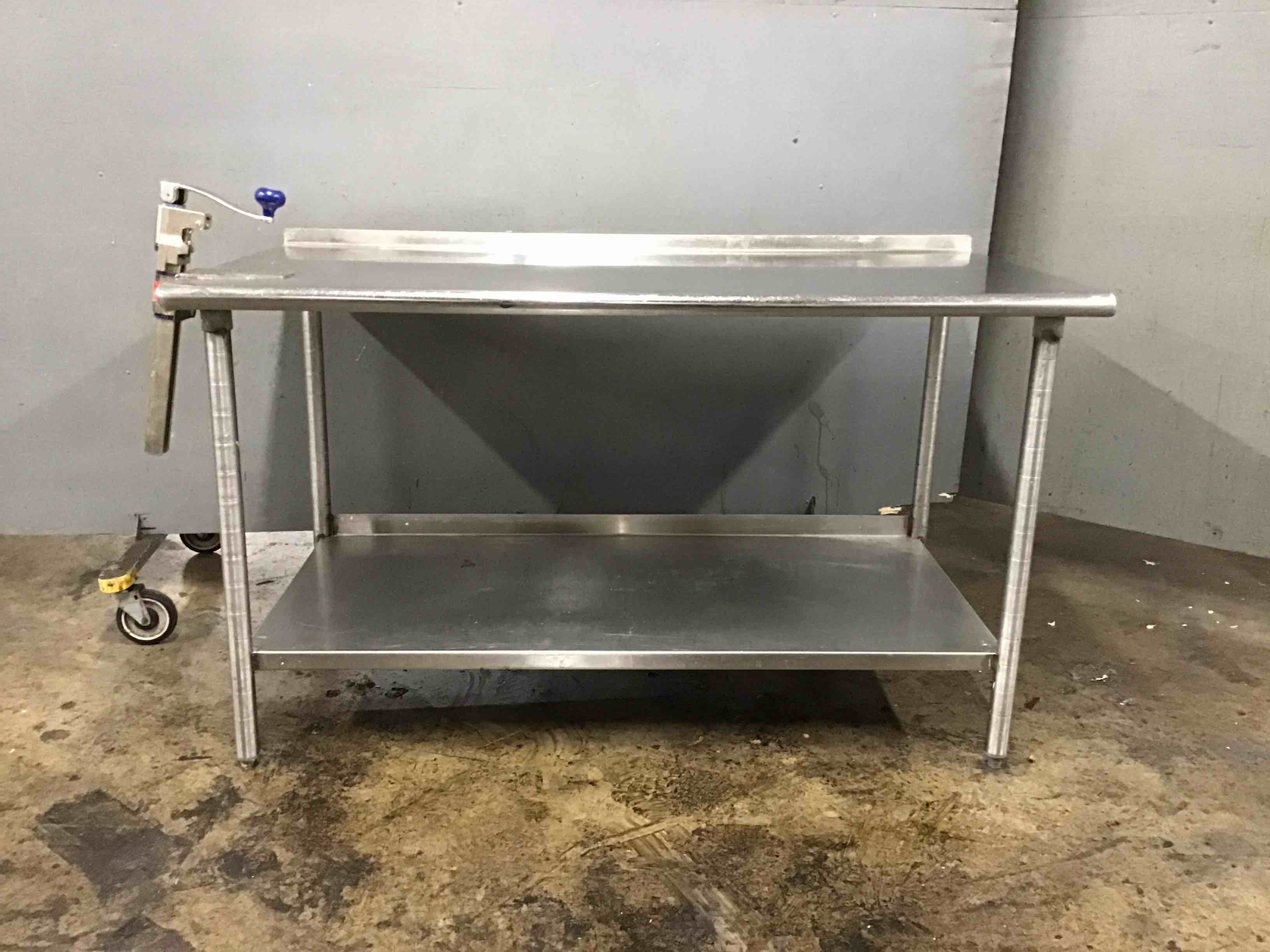60 Inch Stainless Steel Table With Under Shelf And Edlund Manual Can Opener