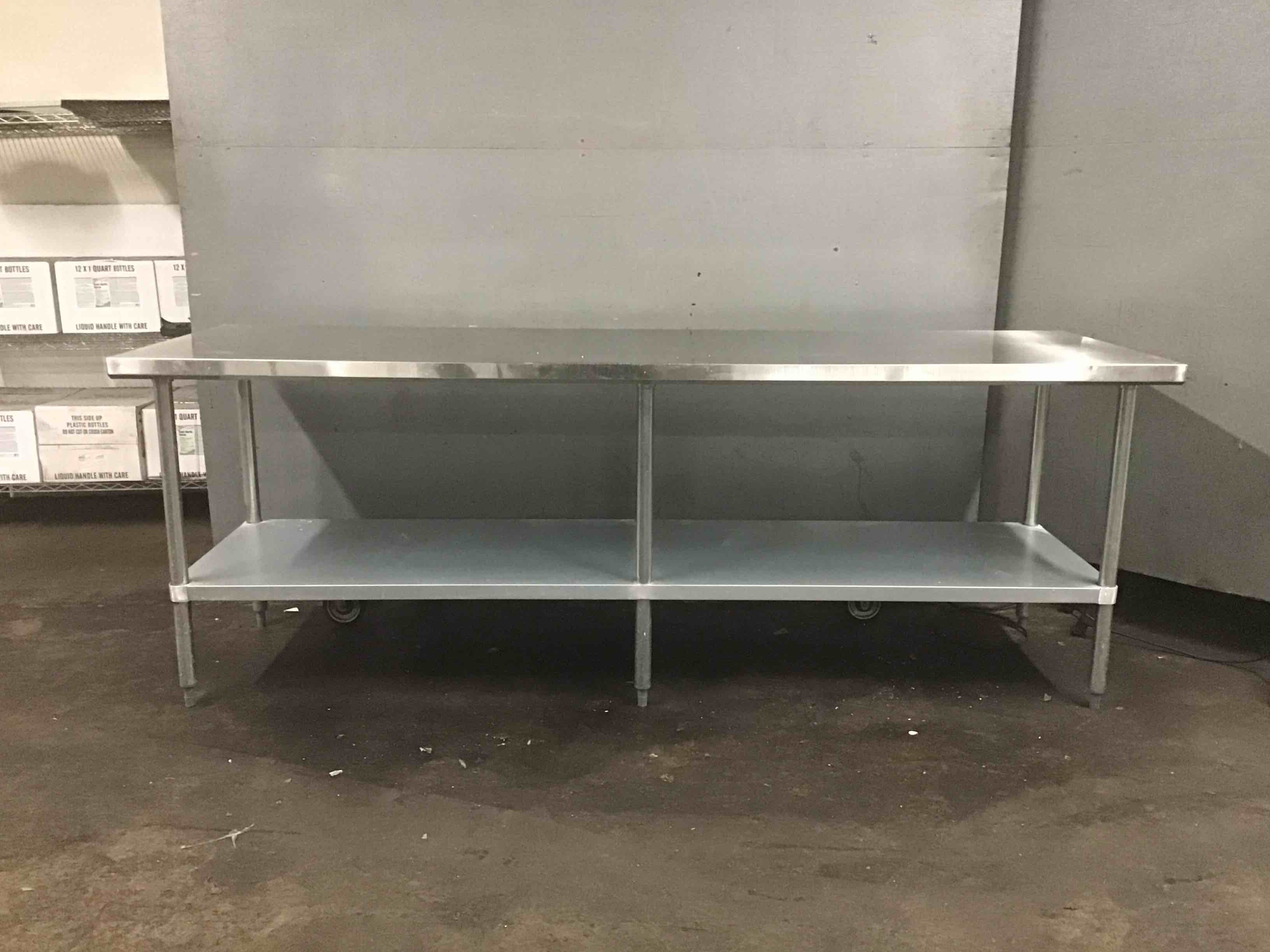 96 Inch Stainless Steel Prep Table With Undershelf 