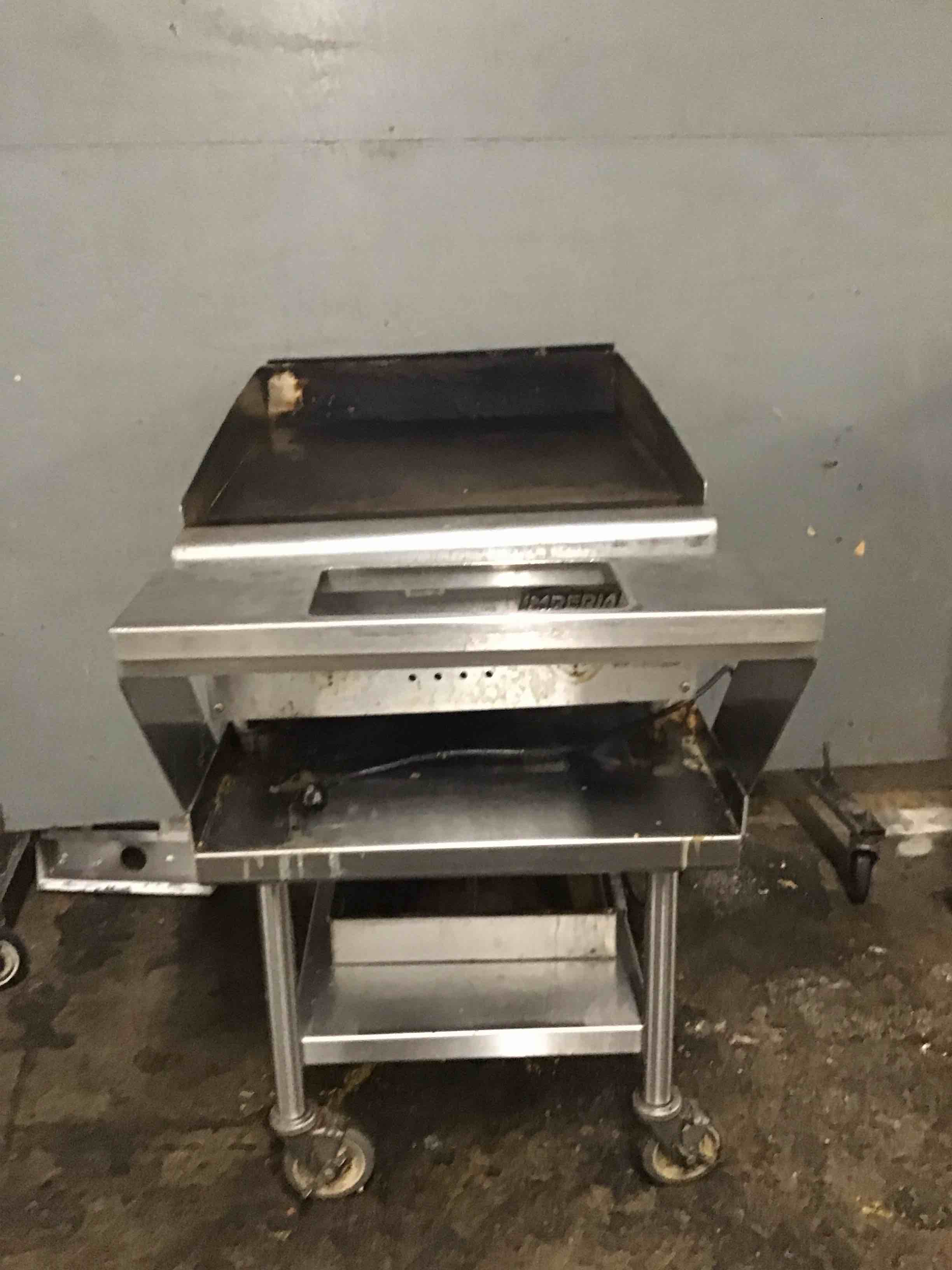 Imperial 24 Inch Stainless Steel Flat Grill With Equipment Stand On Casters 