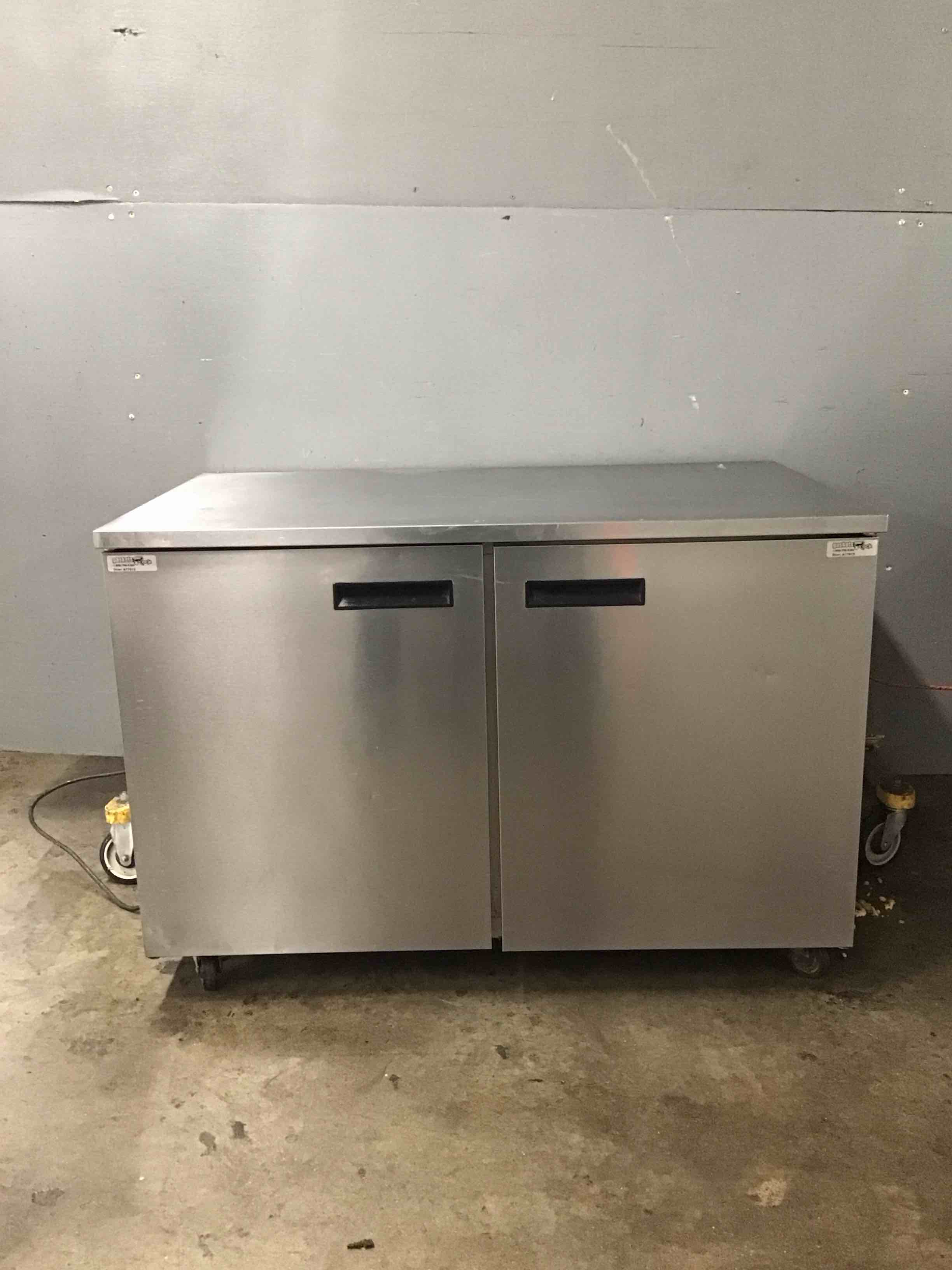 Delfield Stainless Steel 2-Door Under Counter Refrigerator On Casters 
