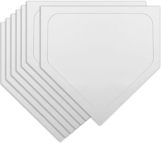 Wettarn 12 Pcs Home Plate Baseball Softball Rubber Home Plate Portable Throw Down Plate for Gym Teachers, Skill Camp Instructors, Backyard Batting or Pitching Practice Training, White