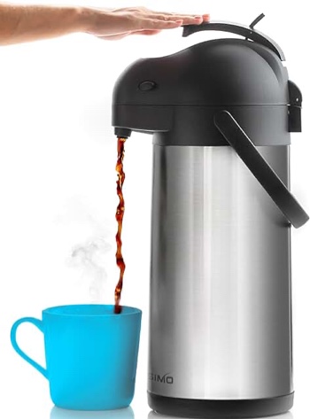 Airpot Coffee Dispenser with Pump - Insulated Stainless Steel Coffee Carafe (102 oz) - Thermal Beverage Dispenser - Thermos Urn for Hot/Cold Water, Party Chocolate Drinks