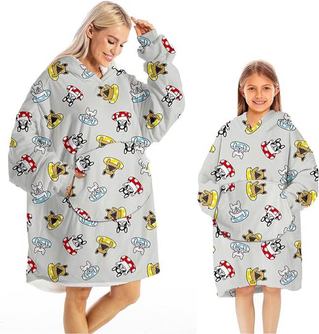 Wearable Blanket Hoodie Adult Kids Christmas Oversized Cozy Throw Hooded Blankets