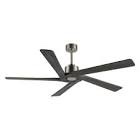 54 in. DC Indoor Nickel Ceiling Fan without Lights and Remote Control, 5 Reversible Carved Solid Wood Blades