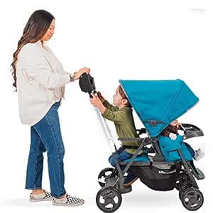 Joovy Caboose Ultralight Sit and Stand Double Stroller with Rear Bench and Standing Platform, 3-Way Reclining Seats, Optional Rear Seat, and Universal Car Seat Adapter (Black)