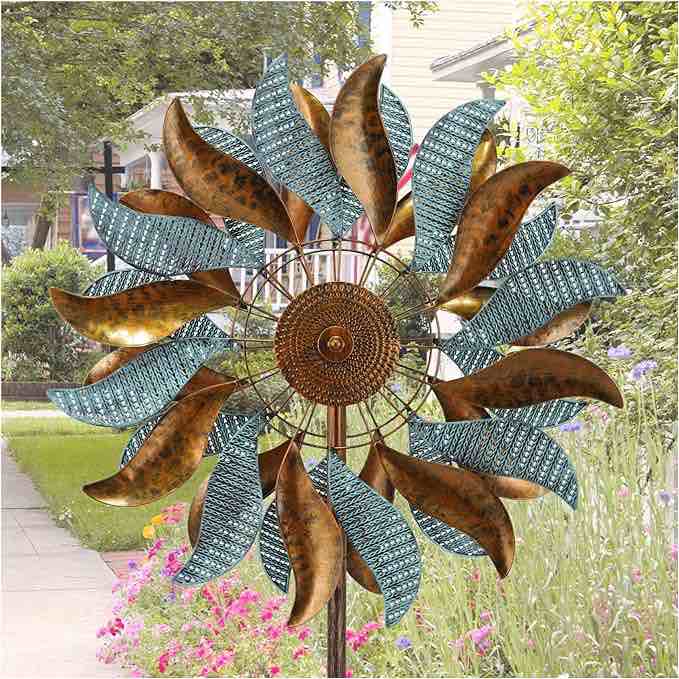 LimeHill Metal Wind Spinner for Garden and Yard - Kinetic Wind Sculpture Outdoor Large (24 x 84 inch)